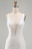White Beaded Bodycon Short Sequin Homecoming Dress with Slit