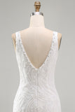White Beaded Bodycon Short Sequin Homecoming Dress with Slit