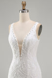 White Beaded Bodycon Short Sequin Homecoming Dress with Slit