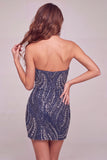 Sweetheart Navy Short Bodycon Short Homecoming Dress with Beading