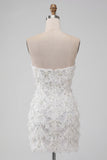 Ivory Sweetheart Short Bodycon Homecoming Dress with Sequins