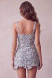 Ivory A-Line Square Neck Short Homecoming Dress with Sequins