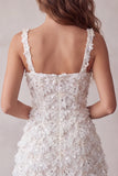 Ivory A-Line Square Neck Short Homecoming Dress with Sequins