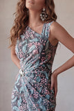 Black Bodycon Floral Ruched Short Homecoming Dress with Embroidery