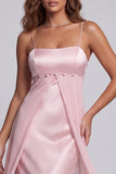 Light Pink Spaghetti Straps A-Line Long Formal Dress