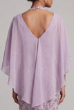 Halter Neck Lilac Bodycon Beaded Floral Midi Mother of the Bride Dress with Cape