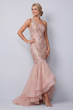 One Shoulder Pink Mermaid Sequins Long Mother of the Bride Dress with Ruffles