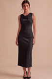 White Mermaid Cowl Neck Satin Midi Engagement Dress