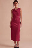 White Mermaid Cowl Neck Satin Midi Engagement Dress