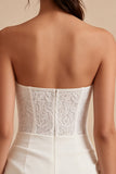 Strapless White Bodycon Mini Bridal Shower Dress with Lace