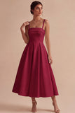 White A-Line Spaghetti Straps Elegant Midi Engagement Dress