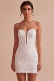 Sweetheart White Floral Bodycon Bridal Shower Dress
