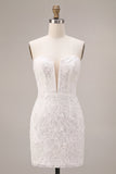 Sweetheart White Floral Bodycon Bridal Shower Dress