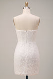 Sweetheart White Floral Bodycon Bridal Shower Dress