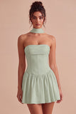 Strapless Corset A-Line Bridal Shower Dress with a Neck Scarf