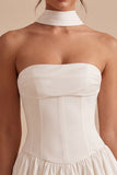 Strapless Corset A-Line Bridal Shower Dress with a Neck Scarf