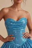 Sparkly Sweetheart Blue A-Line Sequins Short Homecoming Dress