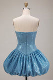 Sparkly Sweetheart Blue A-Line Sequins Short Homecoming Dress
