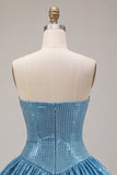 Sparkly Sweetheart Blue A-Line Sequins Short Homecoming Dress