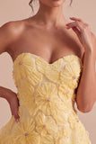 Light Yellow Sweetheart A-Line Beaded Floral Short Homecoming Dress