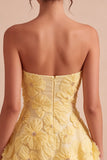 Light Yellow Sweetheart A-Line Beaded Floral Short Homecoming Dress