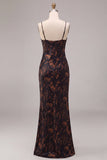 Black Mermaid Cowl Neck Floral Long Formal Dress