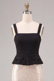 Black and White Mermaid Square Neck Sequins Long Formal Dress