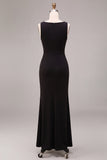 Black Cowl Neck Mermaid Sleeveless Long Formal Dress