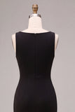 Black Cowl Neck Mermaid Sleeveless Long Formal Dress