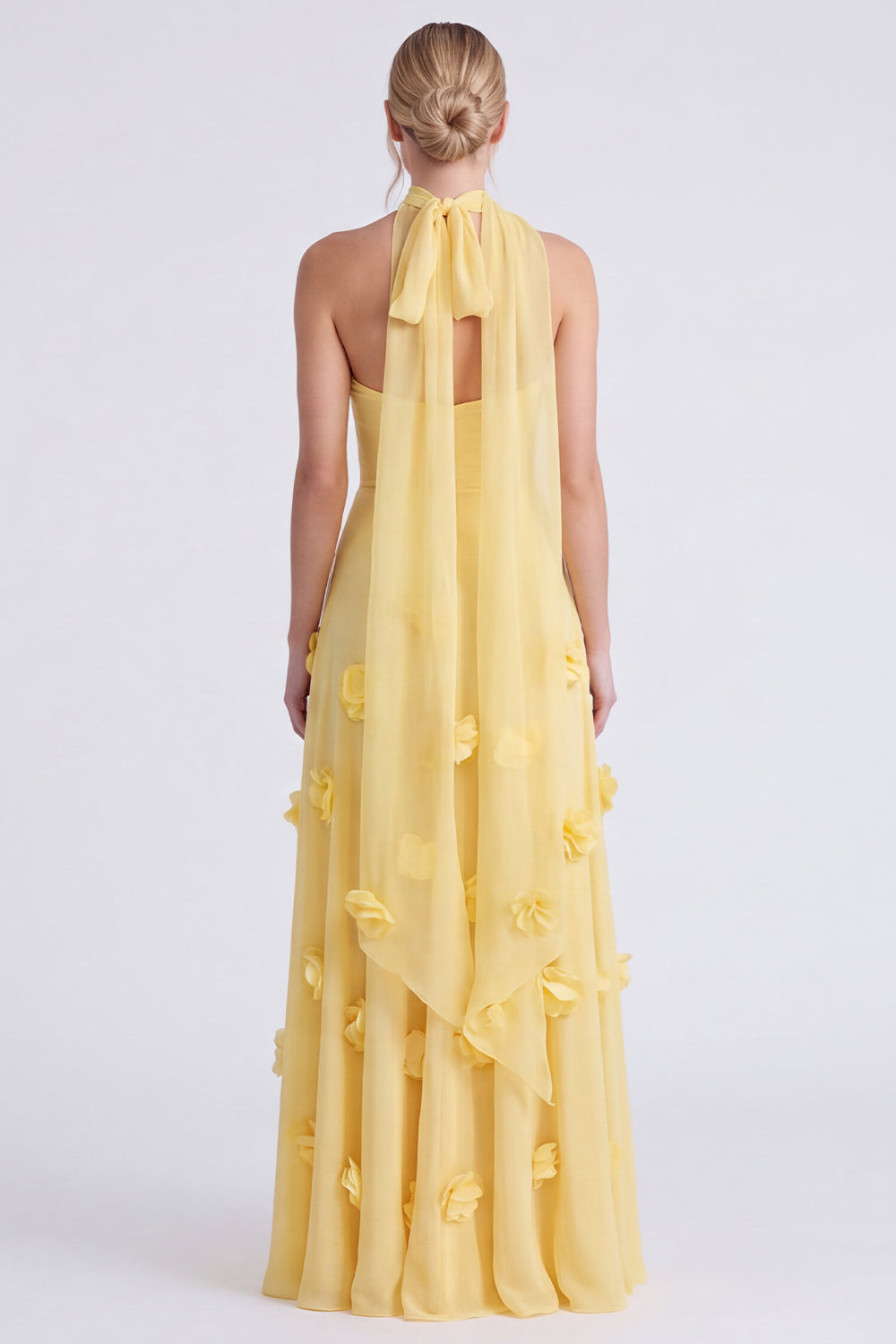 ZAPAKA Women Daffodil Strapless Long Bridesmaid Dress with 3D Flowers Chiffon A-Line Wedding Guest Dress, Dusty Sage / US10