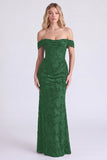 Off the Shoulder Espresso Corset Ruched Mermaid Floral Long Bridesmaid Dress with Lace Up Back