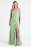 Strapless Espresso Mermaid Floral Ruched Long Bridesmaid Dress with Slit
