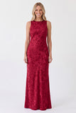 Sage Floral Bateau Neck Mermaid Backless Long Bridesmaid Dress
