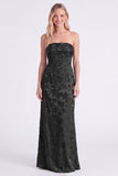 Sage Strapless Floral Mermaid Long Bridesmaid Dress