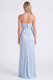 Sage Strapless Floral Mermaid Long Bridesmaid Dress