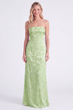 Sage Strapless Floral Mermaid Long Bridesmaid Dress