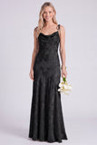 Mermaid Daffodil Spaghetti Straps Floral Long Bridesmaid Dress