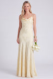 Mermaid Daffodil Spaghetti Straps Floral Long Bridesmaid Dress