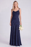 Mermaid Daffodil Spaghetti Straps Floral Long Bridesmaid Dress
