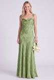 Mermaid Daffodil Spaghetti Straps Floral Long Bridesmaid Dress