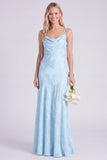 Mermaid Daffodil Spaghetti Straps Floral Long Bridesmaid Dress