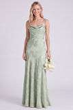 Mermaid Daffodil Spaghetti Straps Floral Long Bridesmaid Dress