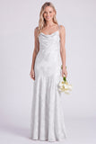 Mermaid Daffodil Spaghetti Straps Floral Long Bridesmaid Dress