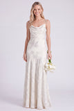 Mermaid Daffodil Spaghetti Straps Floral Long Bridesmaid Dress