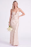 Mermaid Daffodil Floral Spaghetti Straps Keyhole Long Bridesmaid Dress