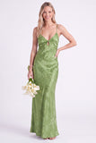Mermaid Daffodil Floral Spaghetti Straps Keyhole Long Bridesmaid Dress