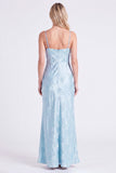 Mermaid Daffodil Floral Spaghetti Straps Keyhole Long Bridesmaid Dress