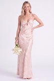 Mermaid Daffodil Floral Spaghetti Straps Keyhole Long Bridesmaid Dress