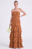 Strapless Eucalyptus Mermaid Corset Floral Tiered Long Bridesmaid Dress