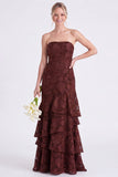 Strapless Eucalyptus Mermaid Corset Floral Tiered Long Bridesmaid Dress